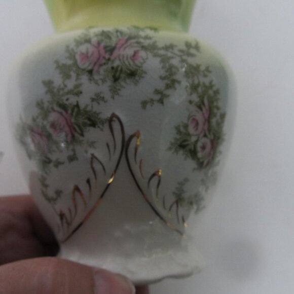 Antique Edwardian Ironstone Tooth Brush Holder Yellow Pink Home Decor Victorian - Picture 4 of 6